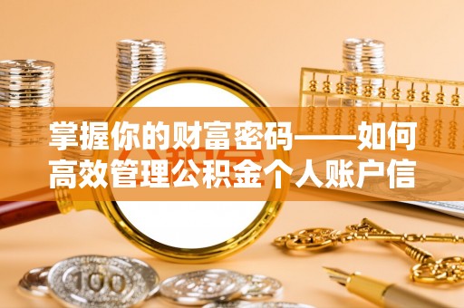余姚掌握你的财富密码——如何高效管理公积金个人账户信息